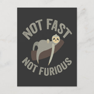 Carte Postale Pas Rapide Pas Furieux Sloth Funny Slogan Animal
