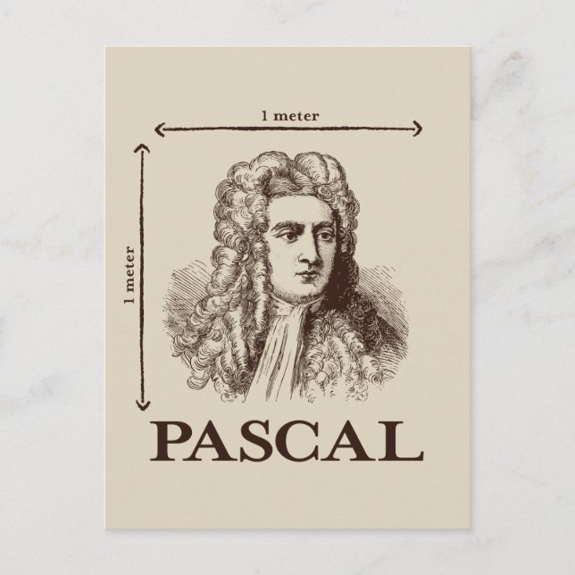 Carte Postale Pascal = 1 newton par mètre carré plaisanterie mat (Devant)