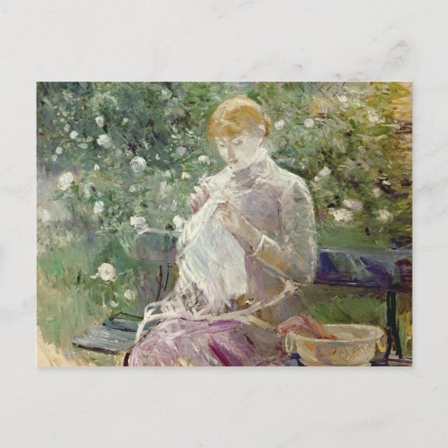 Carte Postale Pasie couture dans le jardin de Bougival, 1881 (Devant)