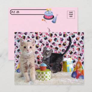 Carte Postale Passage à niveau - Joyeux anniversaire - Chat