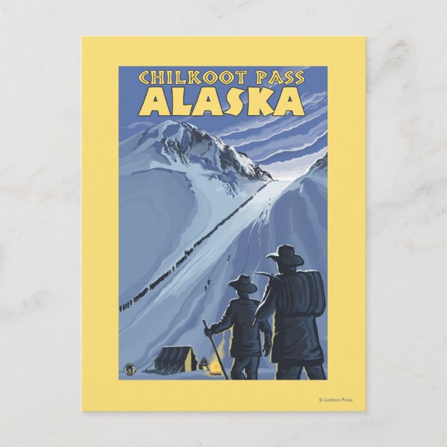 Carte Postale Passage de Chilkoot, mineurs d'or de l'Alaska (Devant)