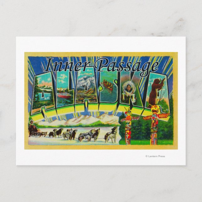 Carte Postale Passage intérieur, Alaska - Scènes de grandes lett (Devant)