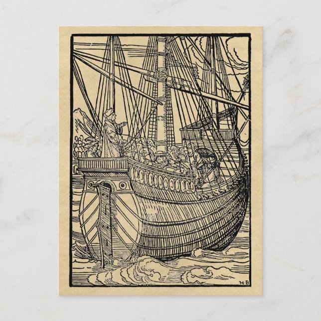 Carte Postale Passagers sur un navire marchand (Devant)