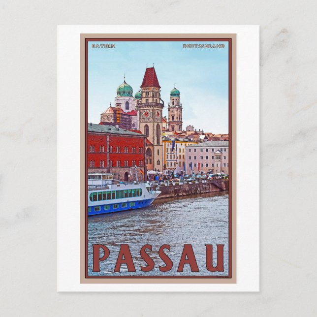 Carte Postale Passau - Donau Waterfront (Devant)