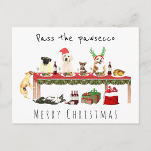 Carte Postale Passe le dîner de Noël des chiens ivres au pawsecc