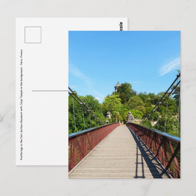 Carte Postale Passerelle dans le Parc des Buttes-Chaumont - Pari (Devant / Derrière)