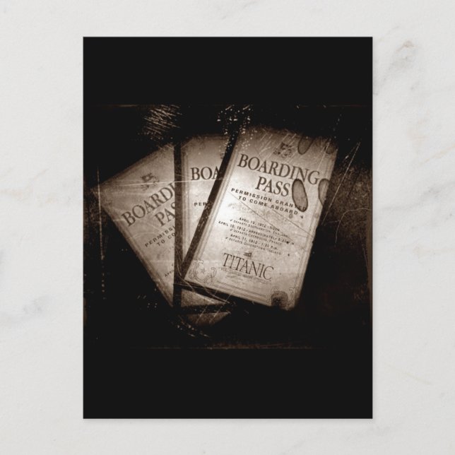 Carte Postale Passes d'embarquement Titanic RMS (Devant)