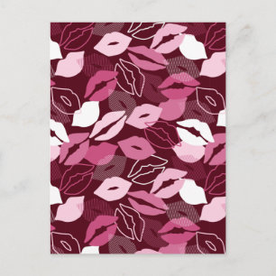 Carte Postale Passionné Rouge rose lèvres embrasser Motif