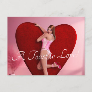 Carte Postale Passionnée Valentine's Day Girl in a Corset