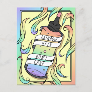 Carte Postale Pastel Arc-en-ciel Bouteille Ado Cartoon fille