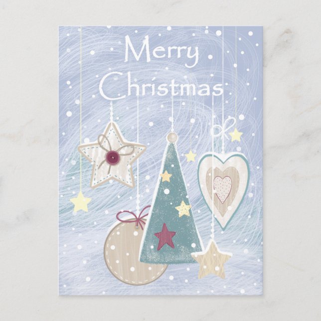 Carte Postale Pastel Colour Arbre de Noël étoile et coeur (Devant)