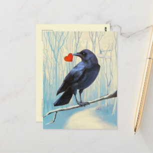 Carte postale pastel de l'amour des corbeaux