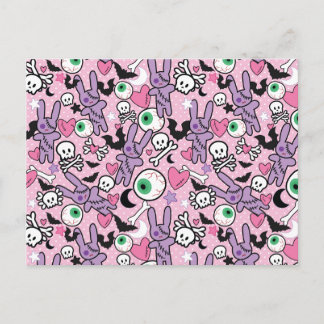 Carte Postale Pastel Goth Rockabilly Bunny Éffrayant