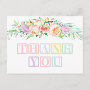 Carte Postale Pastel ou Sherbet Baby Blocks Merci de douche
