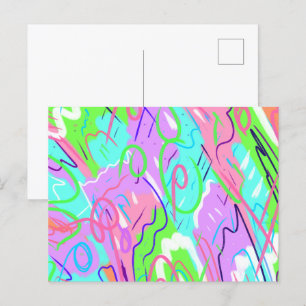Carte Postale Pastel Pop Art Abstrait
