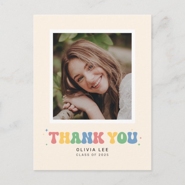Carte Postale Pastels Super Retro Graduation Merci Postcard (Devant)