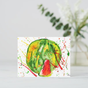 Carte Postale pastèque Abstraite couleur vive