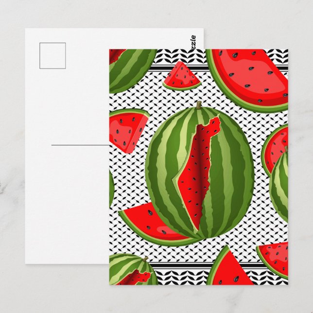 Carte Postale Pastèque Palestine - Slice (Devant / Derrière)