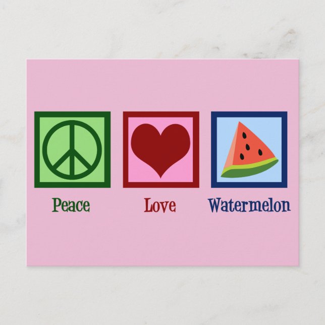 Carte Postale pastèque Peace Love (Devant)