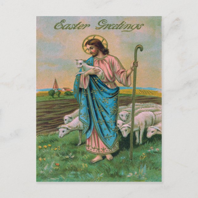 Carte Postale Pasteur Jésus-Christ agneau (Devant)