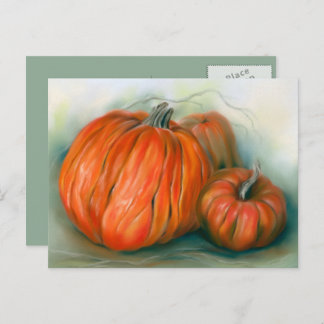 Carte Postale Patch citrouille Automne Trio Pastel Art