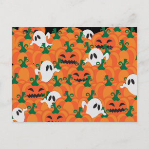 Carte Postale Patch Citrouille Haunted Halloween Ghosts