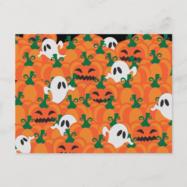 Carte Postale Patch Citrouille Haunted Halloween Ghosts (Devant)