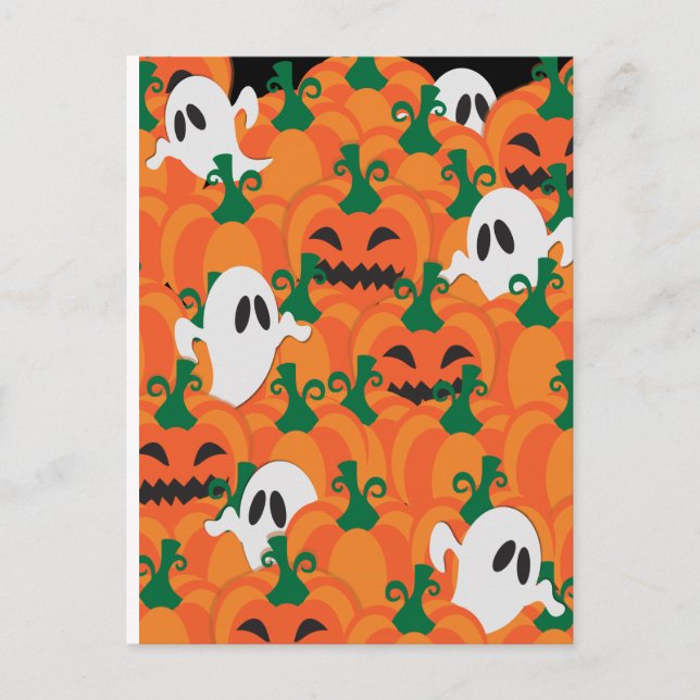 Carte Postale Patch Citrouille Haunted Halloween Ghosts (Devant)