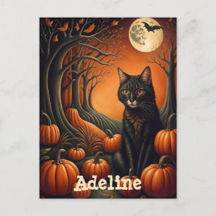 Carte Postale Patch Citrouille Lune Halloween personnalisée