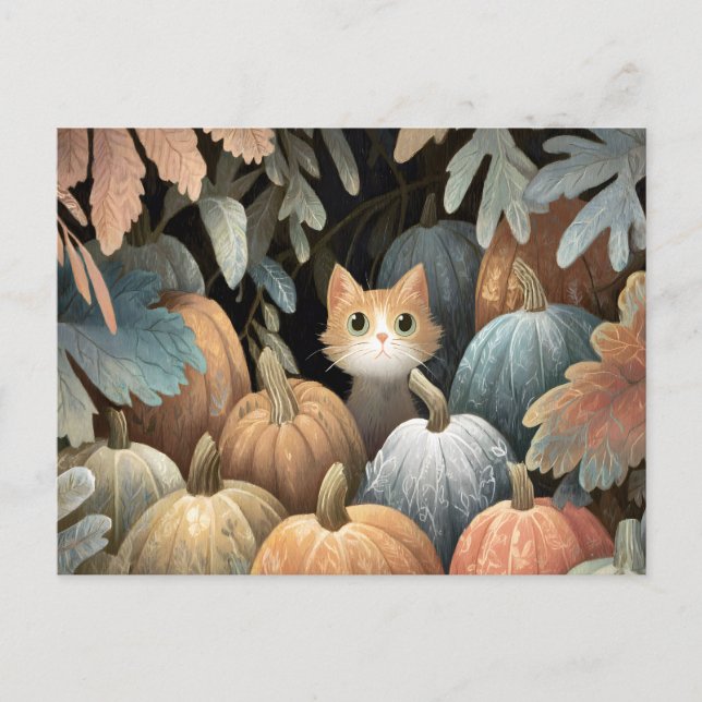 Carte Postale Patch de Citrouille de chats de gingembre (Devant)