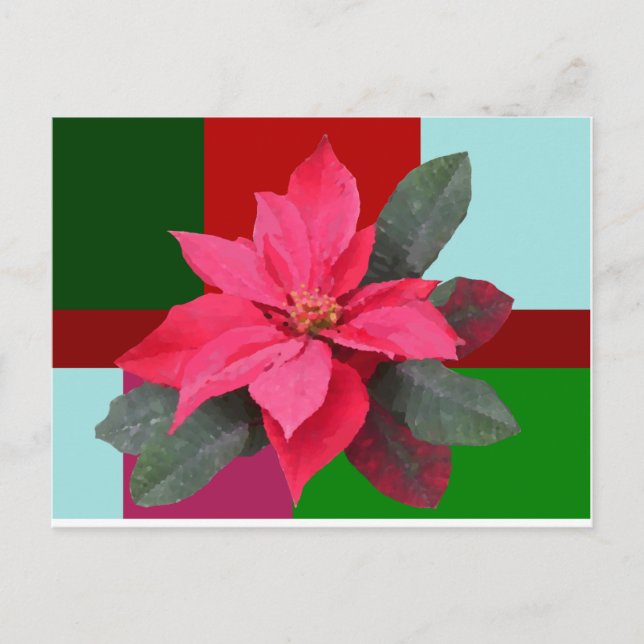 Carte Postale Patchwork Christmas - Poinsettia (Devant)