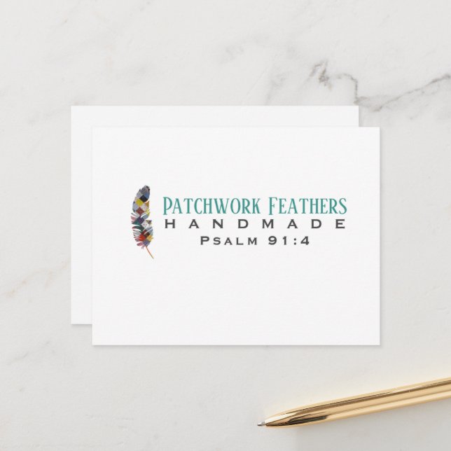 Carte Postale Patchwork Feathers Blank  (Devant/Arrière en situation)