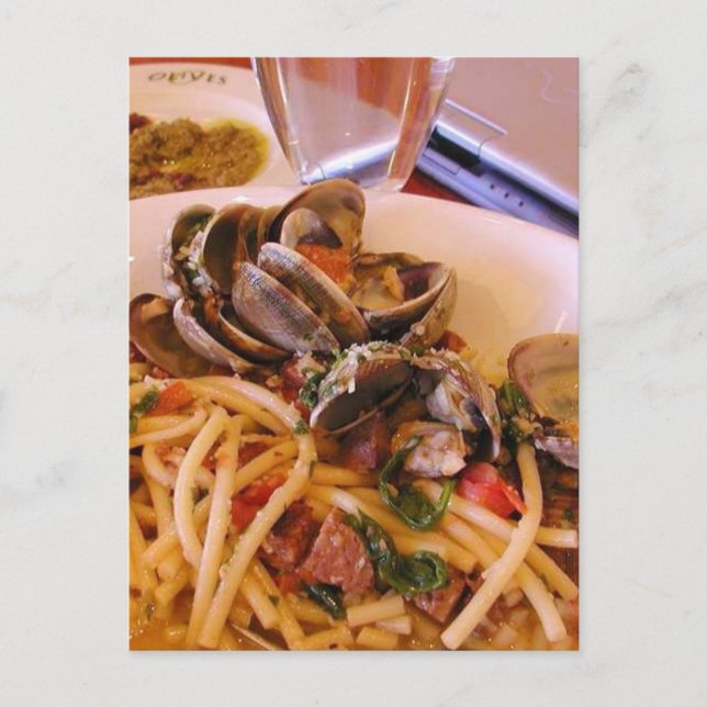 Carte Postale Pâtes de mer Clams Nourriture (Devant)