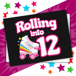 Carte Postale Patin à roulettes pour 12e anniversaire 12 ans