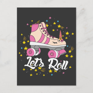 Carte Postale Patinage à roulettes Unicorn Lover Let's Roll fête
