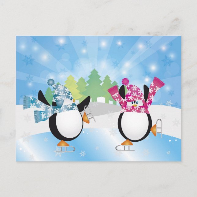 Carte postale Patinage artistique Peguins (Devant)