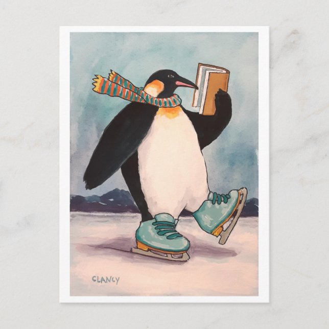 Carte postale Patinage de pingouin (Devant)