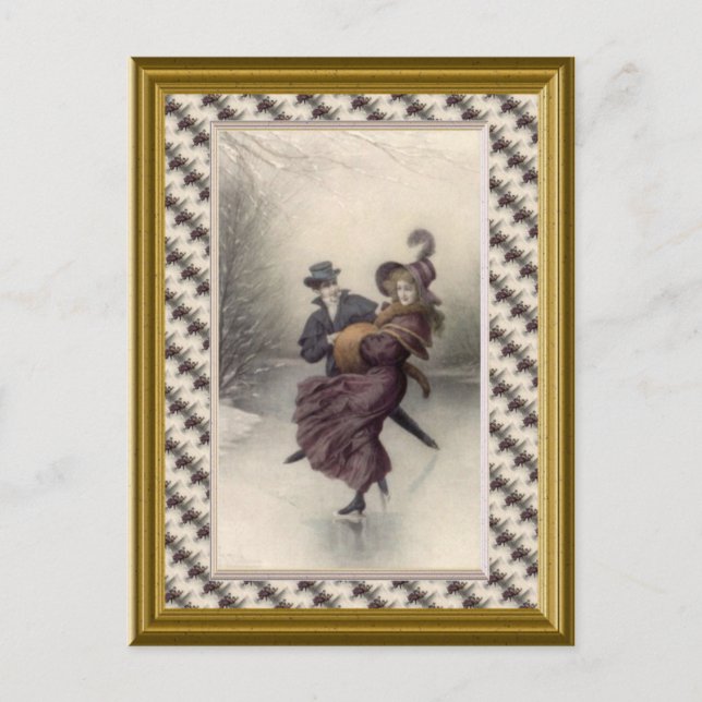 Carte Postale Patinage en couple victorien (Devant)