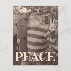Carte Postale Patinage hippie pour la paix 