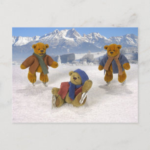 Carte Postale Patinage Ours Dinky