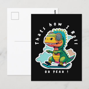 Carte Postale Patinage pour bébés Dinosaures   C'est comme ça qu
