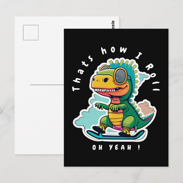 Carte Postale Patinage pour bébés Dinosaures | C'est comme ça qu (Devant / Derrière)