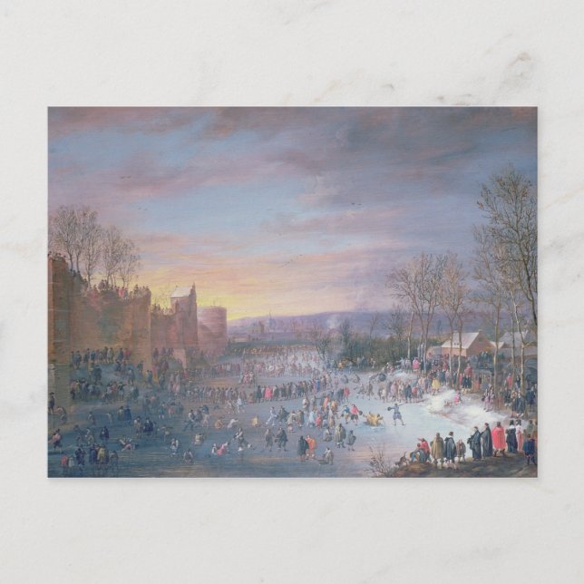 Carte Postale Patinage sur glace sur le Stadtgraben à Bruxelles, (Devant)