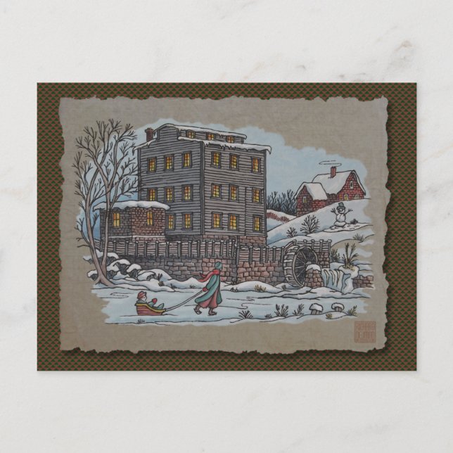 Carte Postale Patinage Sur Glace Sur L'Étang De Gristmill (Devant)