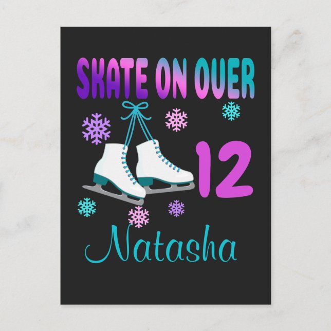 Carte Postale Patinage sur glace sur plus Anniversaire Patineuse (Devant)