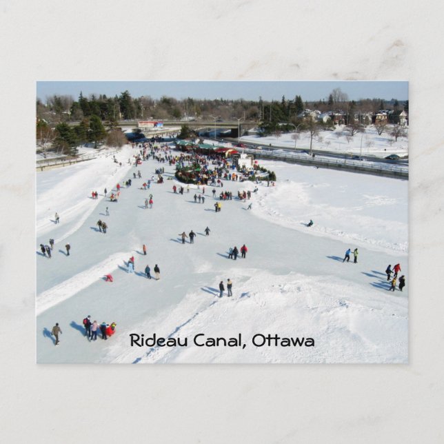 Carte Postale Patinage sur le lac dow's au pont de Bronson (Devant)