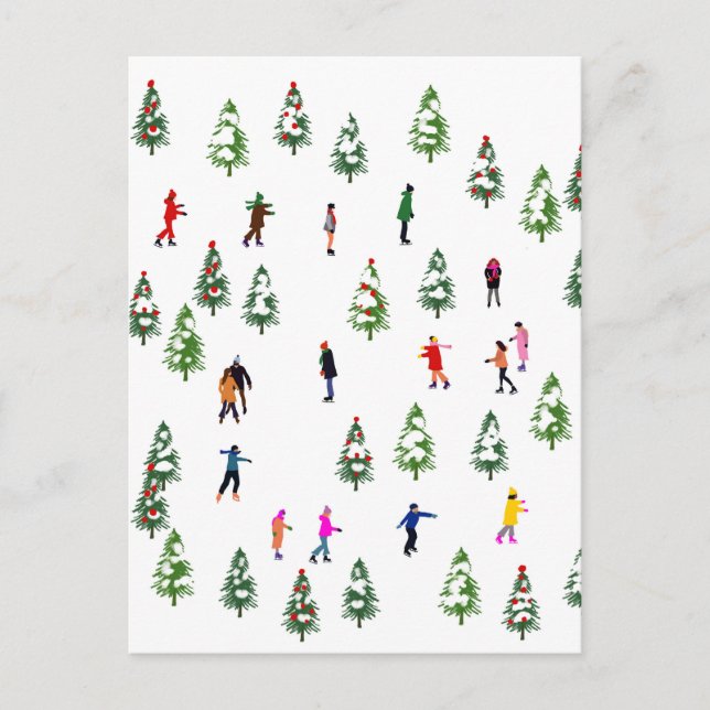 Carte Postale Patineurs sur glace Pine │ patinage sur glace Noël (Devant)