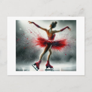 Carte Postale Patineuse en rouge,