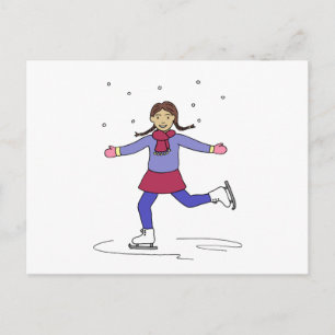 Carte Postale Patineuse sur glace
