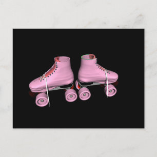 Carte Postale Patins à rouleaux roses chauds